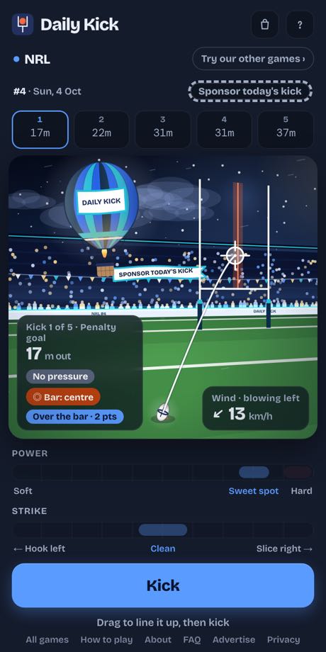 The NRL game on a phone